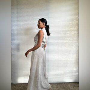 Emanuel Ungaro 100% Linen Maxi Wrap Dress